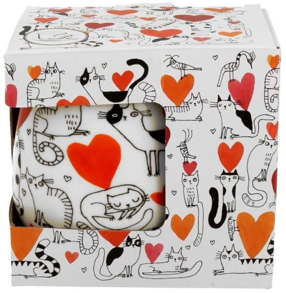 DUO ANIMALS Fassbecher 430 ml CAT'S WORLD – HEARTS New Bone China Porzellan Bild 3
