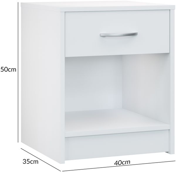 CASARIA® Nachttisch mit Schublade 50cm Weiß Bild 6