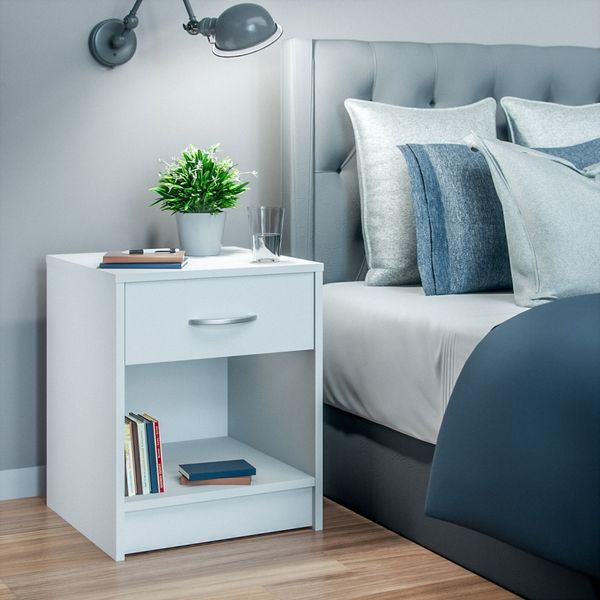 CASARIA® Nachttisch mit Schublade 50cm Weiß