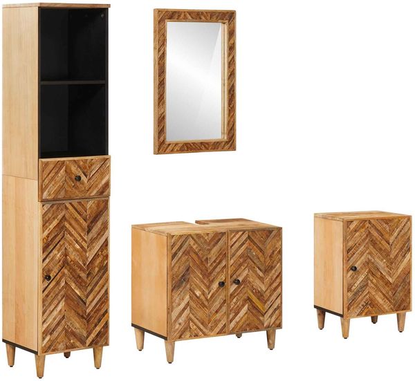 vidaXL Badezimmerschrank-Set mit Schubladen 4 pcs Massivholz Mango 3310179