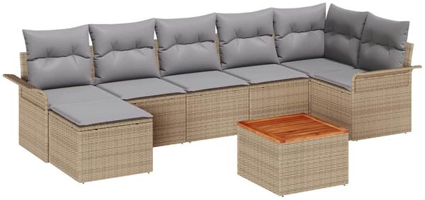 vidaXL Gartensofa-set mit Kissen 8 pcs Beige Poly-Rattan 3347357 Bild 2