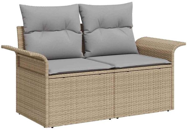 vidaXL Gartensofa-set mit Kissen 8 pcs Beige Poly-Rattan 3347357 Bild 4