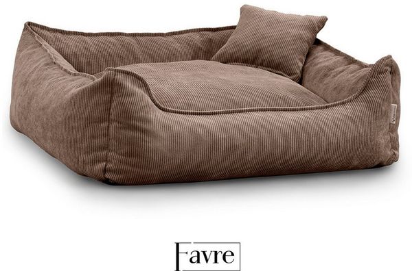 FAVRE Tierbett Hundebett Lucky mit abnehmbarem, waschbarem Cord-Bezug, 100% Polyester, verschiedene Größen, Gratis Kopfkissen Bild 2