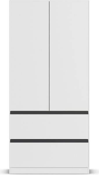 rauch Kleiderschrank, Drehtürenschrank COSTA, 2-türig, 2 Schubkästen, push-to-open, Alpinweiß, 91 x 197 x 54 cm Bild 2