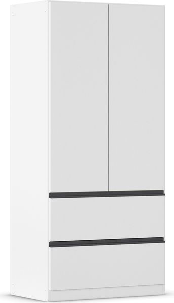 rauch Kleiderschrank, Drehtürenschrank COSTA, 2-türig, 2 Schubkästen, push-to-open, Alpinweiß, 91 x 197 x 54 cm Bild 3