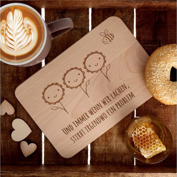 Spruchreif® Frühstücksbrett Frühstücksbrettchen aus Holz mit Gravur · Geschenk zum Geburtstag