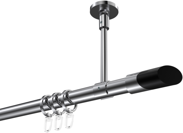 Gardinenstangen-Set Sonette Verano 400 cm (geteilt in 2 x 200 cm), 1-läufig, 20 mm Ø Chrom