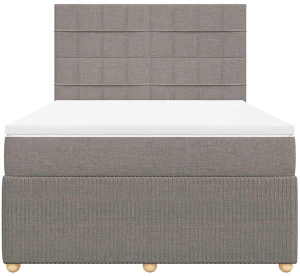 vidaXL Boxspringbett mit Matratze Taupe 160x200 cm Stoff 3294411 Bild 6
