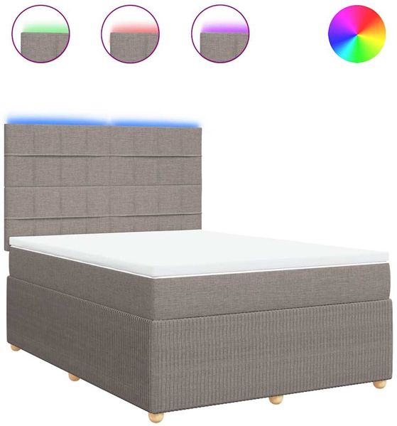 vidaXL Boxspringbett mit Matratze Taupe 160x200 cm Stoff 3294411 Bild 2