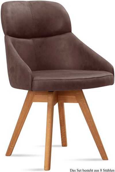 Esszimmerstuhl drehbar (8er-Set) Drala 52x82x63 Eiche geölt/Braun