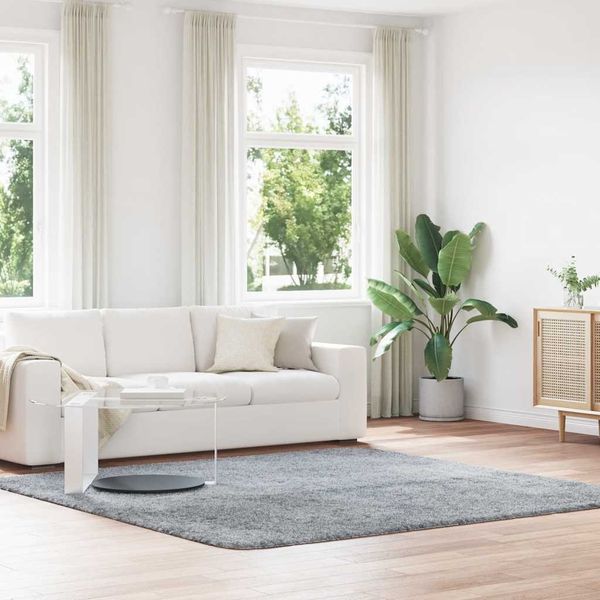 vidaXL Teppich Shaggy Hochflor NAVARRA Hellgrau 240x240 cm Polyester 4102890