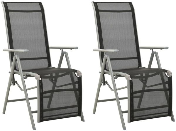 vidaXL Garten-Liegestühle 2 Stk. Textilene und Aluminium Silbern 312197