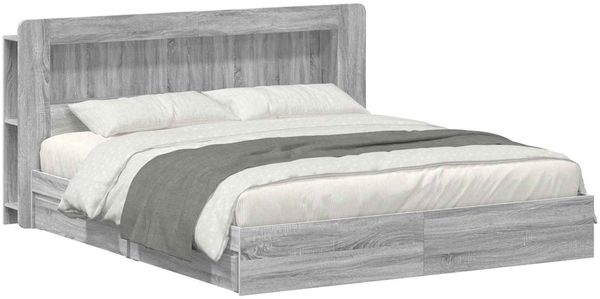 vidaXL Bettgestell mit Stauraum Grau Sonoma 200x200 cm Holzwerkstoff 3433692