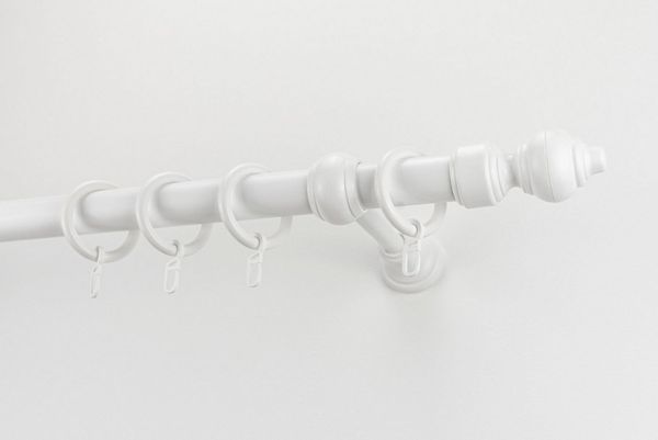 GARESA Gardinenstange STANDARD, Ø 28 mm, 1-läufig, Wunschmaßlänge, mit Bohren, verschraubt, Kunststoff, Stahl, Vorhanggarnitur, Kunststoff, verlängerbar, mit Ringe/2 Lauf Gleiter