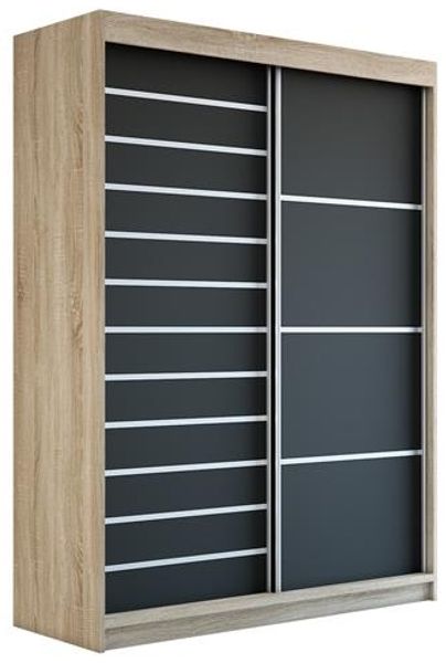 Schwebetürenschrank COLIN 2-türig Schrank 180 cm Farbe: Sonoma , schwarz