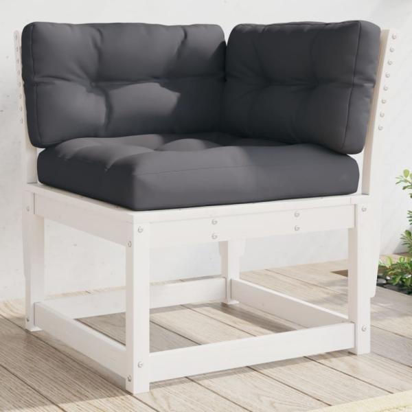 vidaXL Garten-Ecksofa mit Kissen Weiß 73x73x78 cm Massivholz Kiefer 844685