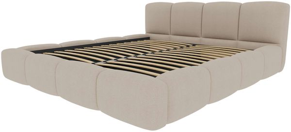 Bett Elara - Samtstoff - greige - 140x200 cm