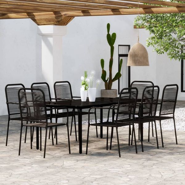 vidaXL 9-tlg. Garten-Essgruppe Schwarz 3099142