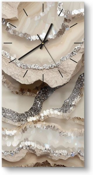 DEQORI Wanduhr 'Funkelnde Steinpracht' (Glas Glasuhr modern Wand Uhr Design Küchenuhr)