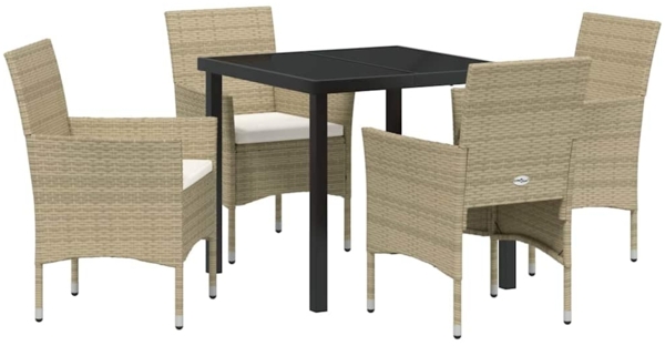 vidaXL Garten Essgruppe mit Kissen 5 pcs Beige Poly-Rattan 3379738