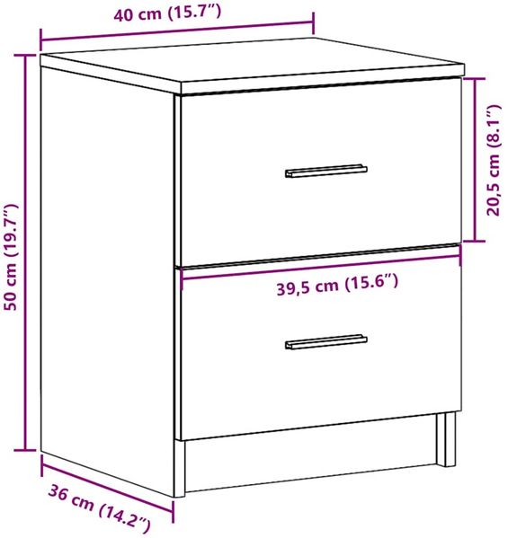 vidaXL Nachttisch mit 2 Schubladen Betongrau 40x36x50 cm 858791 Bild 11