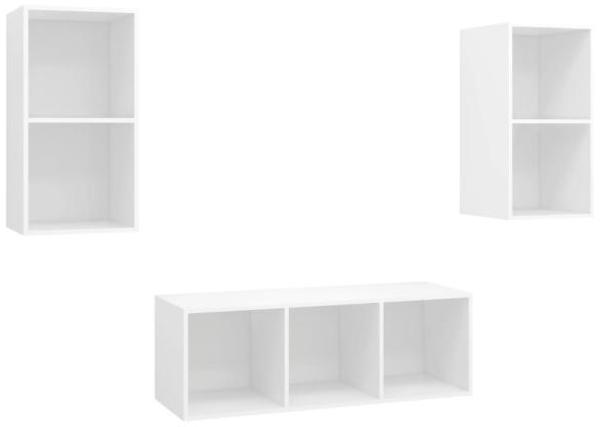 vidaXL 3-tlg. TV-Schrank-Set Weiß Spanplatte [3079736]