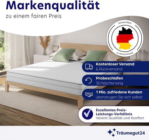 Träumegut24 - AquaFlex ergonomische 16cm Kaltschaummatratze mit 7-Zonen I 140x200cm I Härtegrad H4 Bild 8
