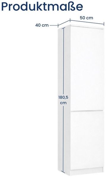 Home Collective Kleiderschrank Garderobenschrank Mehrzweckschrank Schrank platzsparend & vielseitig (50x40x180,5 cm (BxTxH), ideal für Schlafzimmer Flur & Arbeitszimmer) mit 2 Türig & 5 Einlegeböden in weiß