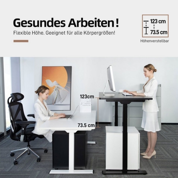 ERGOFINO Schreibtisch DT20LT höhenverstellbarer Schreibtisch (140x80 cm, 2 Motoren, höhenverstellbarer schreibtisch gestell), 4-Memory-Steuerung (Schwarz), mit Tischplatte Bild 2