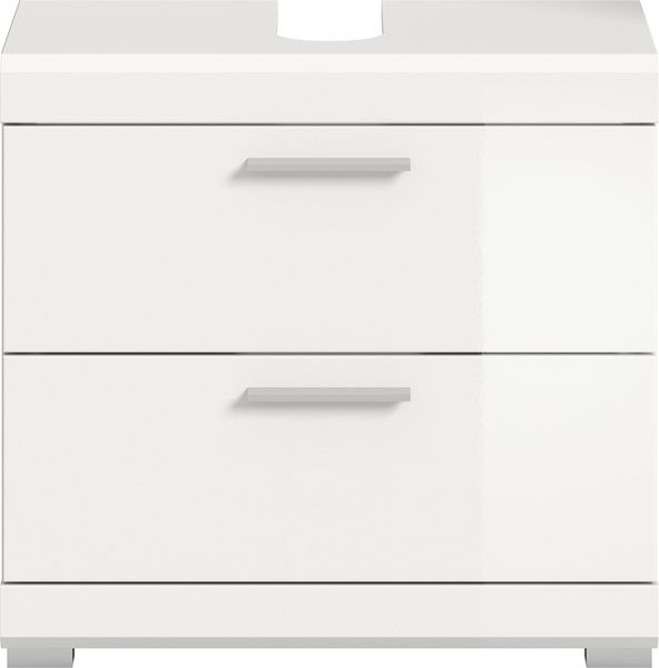 Xonox Scout Waschbeckenunterschrank (B/H/T: 60x56x34 cm) in weiß Nachbildung und weiß Hochglanz tiefzieh Bild 2