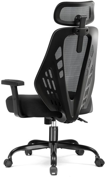 COMHOMA Ergonomischer Bürostuhl Schreibtischstuhl mit 3D Armlehnen, Kopfstütze, Gamingstuhl atmungsaktives Mesh, V-förmige Rückenlehne, Wippfunktion, Hochdichter Schaumstoffsitz, Schwarz