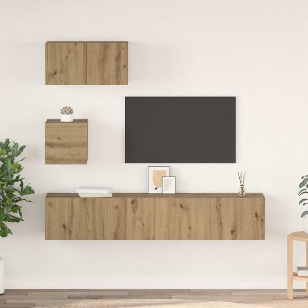 vidaXL TV-Schrankset Wandmontiert 3 pcs Artisan-Eiche Holzwerkstoff 3393140