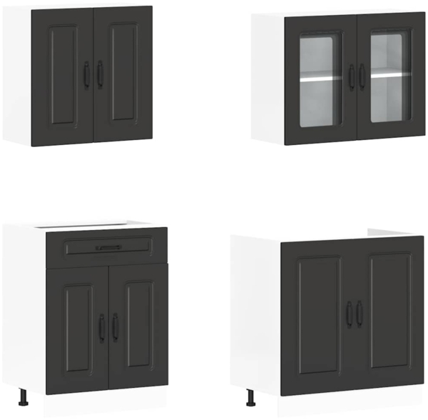 vidaXL 4-tlg. Küchenschrank-Set Kalmar Schwarz Holzwerkstoff 3314852 Bild 3