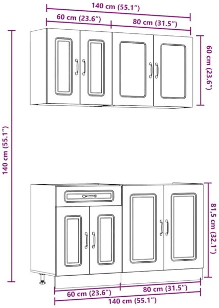 vidaXL 4-tlg. Küchenschrank-Set Kalmar Schwarz Holzwerkstoff 3314852 Bild 8