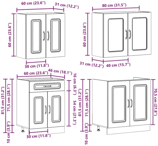 vidaXL 4-tlg. Küchenschrank-Set Kalmar Schwarz Holzwerkstoff 3314852 Bild 7