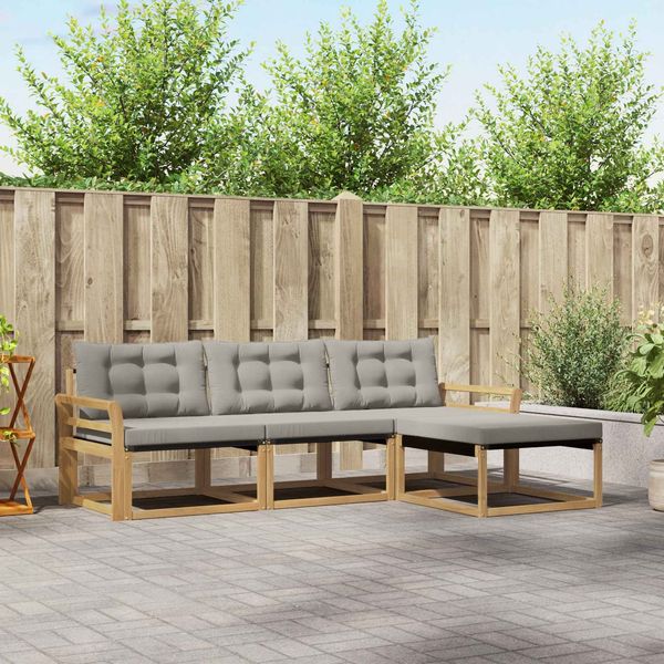 vidaXL Outdoor-Sofagarnitur mit Kissen 4 pcs Weiß und Hellgrau 3388565