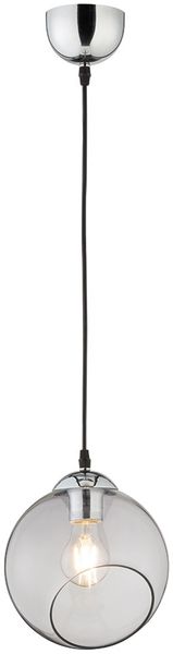 Pendelleuchte, Glasschirm, Metall, rauchfarben, H 150 cm