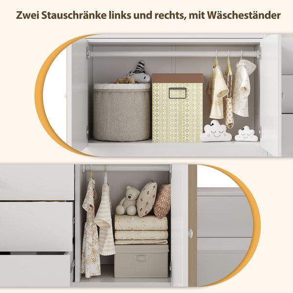Bett Hochbett 90x200 cm, Weiß, mit Treppe, Schubladen und 2 Schränken, Lattenrost inklusive, ohne Matratze Bild 7