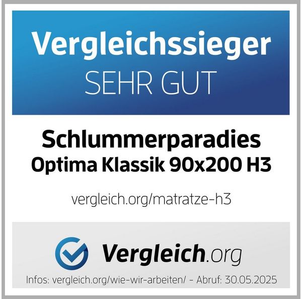 Kaltschaummatratze Optima Klassik, Schlummerparadies, 19 cm hoch, 7 Zonen, 2D-Wellenschnitt, HR Kaltschaum, 10 Jahre Garantie