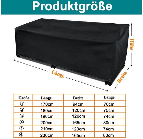 BTTO Gartenmöbel-Schutzhülle Gartenmöbel Abdeckung Rechteckig für Gartenmöbel Rechteckig Möbelsets (1-St), Abdeckhülle