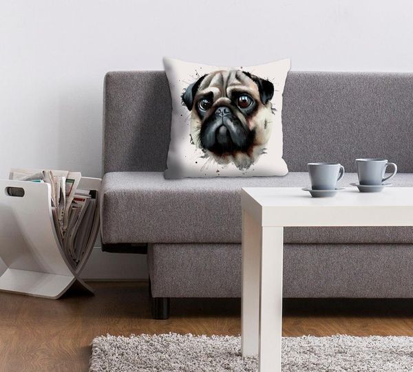 queence Dekokissen Mops, Kissenhülle ohne Füllung, 1 Stück