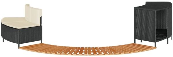 vidaXL Whirlpool-Umrandung Schwarz Poly-Rattan und Massivholz Akazie 365614 Bild 4