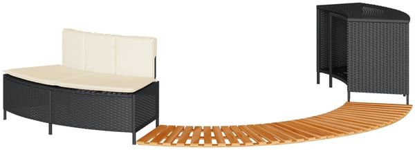 vidaXL Whirlpool-Umrandung Schwarz Poly-Rattan und Massivholz Akazie 365614 Bild 2