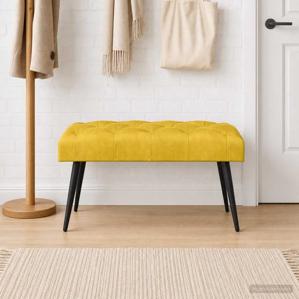 vidaXL Bank mit Knopfheftung Gelb 80 x 40 x 46 cm Samt 42038564