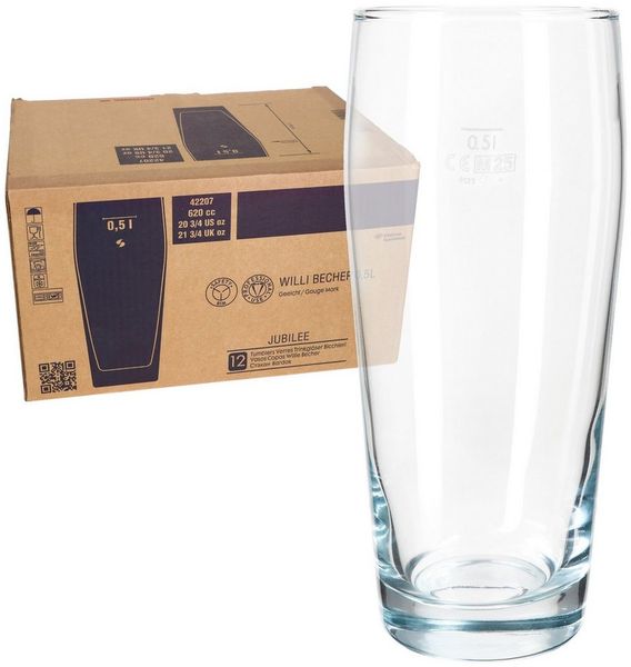 MamboCat Bierglas MamboCat 12er Set Willibecher 0,5 L geeicht Bierglas Trinkglas Drinks, Glas