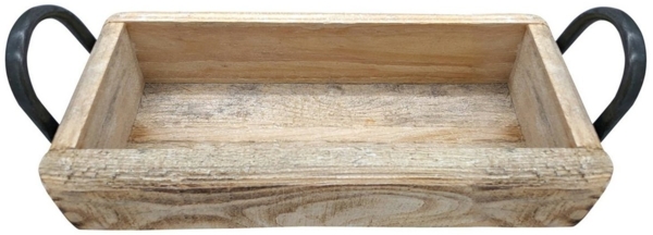Spetebo Dekoschale Holz Schale Ziegel mit Griffen - 35 x 14 cm (Packung, aus Kiefernholz), Vintage Holz Deko mit 2 Griffen