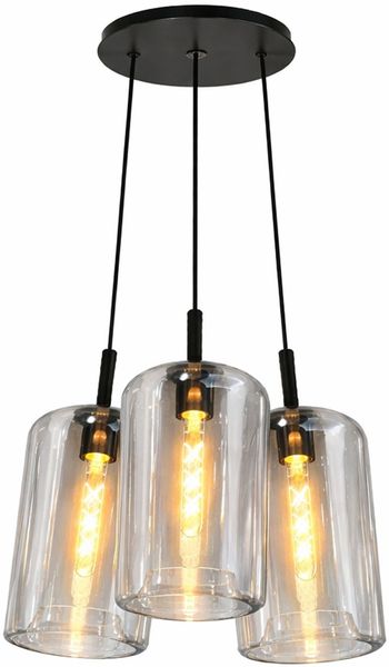 s.luce Cruet Cluster Glas-Pendelleuchte 3-flammig 3x17 Klar, Schwarz