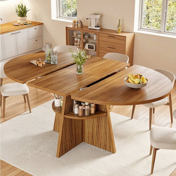 i@home Esstisch Ausziehbarer Tisch (1 Tisch), (110-150cm), mit offenem Ablagefach, platzsparender, abgerundete Ecken