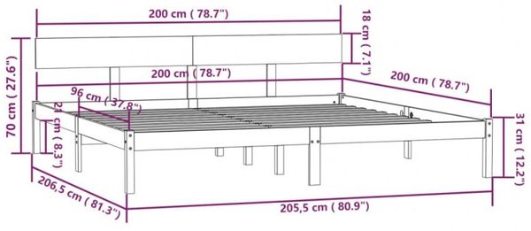 vidaXL Massivholzbett Kiefer 200x200 cm [810167] Bild 18