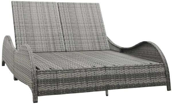 vidaXL Doppel-Sonnenliege mit Auflage Poly Rattan Anthrazit 49495